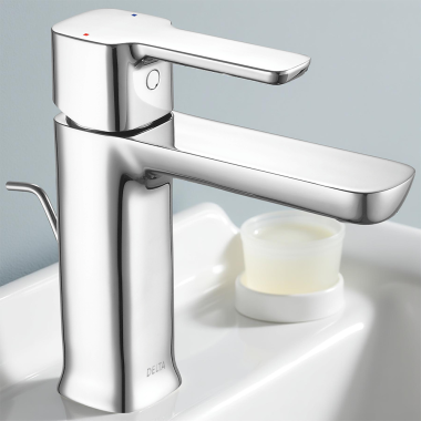 Click here to see Delta 33925 Delta Kami Single-Handle Bathroom Faucet w/ Pop-Up, Chrome - 33925
