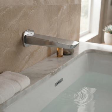 Click here to see Delta ITS61339 Delta Kami 7” Non-Diverter Tub Spout, Metal, Chrome - ITS61339