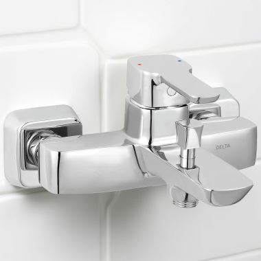 Click here to see Delta 33950-VO Delta Kami On-Wall Tub and Shower Valve, Chrome - 33950-VO