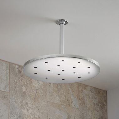 Click here to see Delta ISH1501-H2O Delta 14” Round Single Function Raincan Showerhead, H2Okinetic, Polished Chrome - ISH1501-H2O