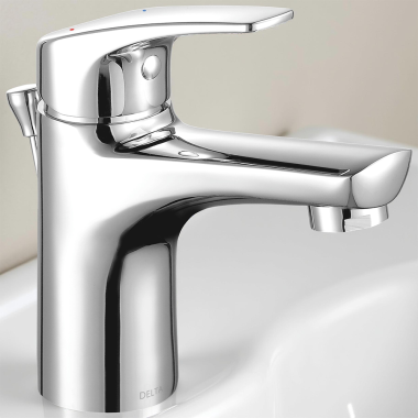 Click here to see Delta 44025 Delta Ixa Soft Single-Handle Bathroom Faucet w/ Pop-Up, 4.2 GPM, Chrome - 44025