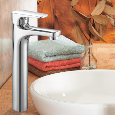Click here to see Delta 44025-SQ-P Delta Ixa Jive Single-Handle Bathroom Faucet w/ Riser, 4.2 GPM, Chrome - 44025-SQ-P