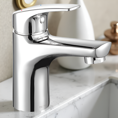 Click here to see Delta 44025-LPU Delta Ixa Soft Single-Handle Bathroom Faucet, Less Pop-Up, 4.2 GPM, Chrome - 44025-LPU