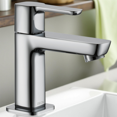 Click here to see Delta 33920 Delta Kami Short Pillar Bathroom Faucet, 7.5 GPM, Chrome - 33920