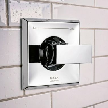 Click here to see Delta T140340 Delta Filis Square Single Handle Valve Trim, ADA, Polished Chrome - T140340