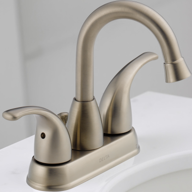 Click here to see Delta B2519LF-BN Delta Foundations Two Handle Centerset Bathroom Faucet, 1.2 GPM, Brushed Nickel - B2519LF-BN