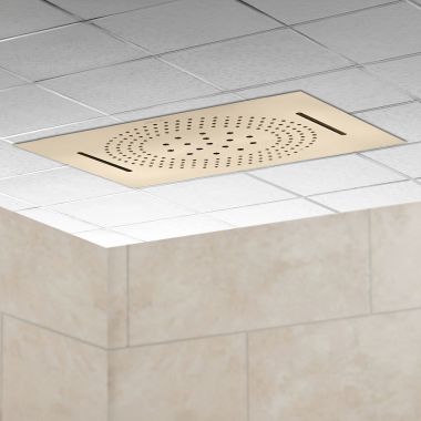 Click here to see Delta ISH1114-PN Delta MagnaFlow Multi-Function RainCan Showerhead with H2Okinetic Technology and Cascade Flow, Touch-Clean, Polished Nickel - ISH1114-PN