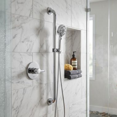 Click here to see Peerless PTT24347 Peerless Precept Pressure Balance Trim With 6 Function Hand Shower in 36