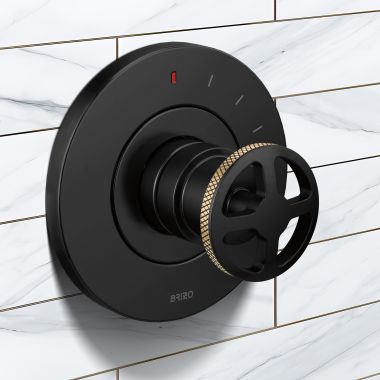 Click here to see Brizo HW60P32-BLGL Brizo Litze Pressure Balance Valve Trim Wheel Handle Kit, Matte Black/Brilliance Luxe Gold - HW60P32-BLGL