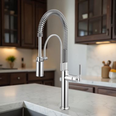 Click here to see Brizo 63343LF-PC Brizo Litze Pull-Down Kitchen Faucet - Knurled Handle, DIAMOND Seal, Touch-Clean, MagneDock, 1.8 GPM, Polished Chrome - 63343LF-PC