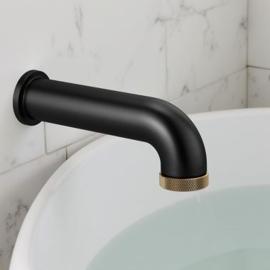 Click here to see Brizo RP81437BLGL Brizo Litze Wall-Mounted Diverter Tub Spout with Pull-Down Diverter, Matte Black/Brilliance Luxe Gold - RP81437BLGL 