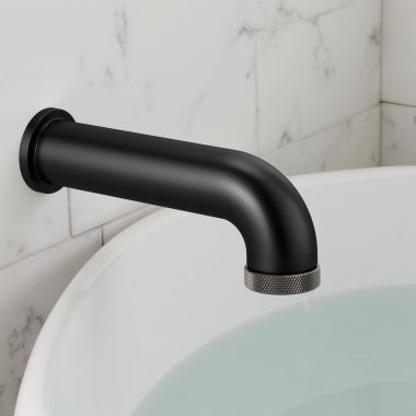 Click here to see Brizo RP81437BLSL Brizo Litze Wall-Mounted Diverter Tub Spout with Pull-Down Diverter, Matte Black/Brilliance Luxe Steel - RP81437BLSL