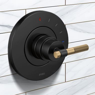 Click here to see Brizo HL60P33-BLGL Brizo Litze Pressure Balance Valve Trim Handle Kit - T-Lever, Matte Black/Brilliance Luxe Gold - HL60P33-BLGL 