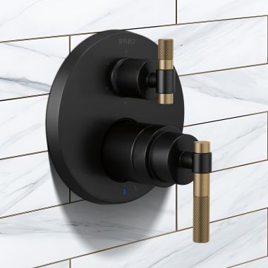 Click here to see Brizo HL75P33-BLGL Brizo Litze Pressure Balance Valve Trim Handle Kit - T-Lever, Matte Black/Brilliance Luxe Gold - HL75P33-BLGL 