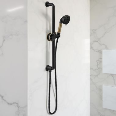 Click here to see Brizo 88735-BLGL BRIZO 88735-BLGL LITZE SLIDE BAR HANDSHOWER H2OKINETIC- MATTE BLK/LUXE GOLD
