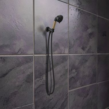 Click here to see Brizo 88835-BLGL Brizo Litze Wall-Mount Hand Shower With Three Functions, H2OKinetic, WaterSense, 1.75 GPM, Matte Black/Brilliance Luxe Gold - 88835-BLGL