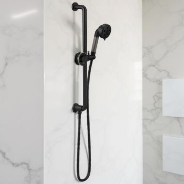 Click here to see Brizo 88735-BLSL BRIZO 88735-BLSL LITZE SLIDE BAR HANDSHOWER H2OKINETIC- MATTE BLK/LUXE STEEL