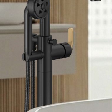 Click here to see Brizo HL7034-BLGL Brizo Industrial Lever Handle Kit for Litze Floor Mount Tub Filler, ADA, Matte Black/Brilliance Luxe Gold - HL7034-BLGL