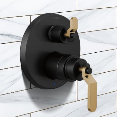 Click here to see Brizo HL75P34-BLGL Brizo Litze Industrial Lever Handle Kit for T75P535-LHP and T75P635-LHP, Matte Black/Brilliance Luxe Gold - HL75P34-BLGL