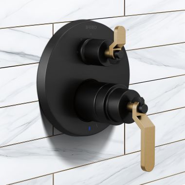 Click here to see Brizo T75P535-BLLHP Brizo Litze Pressure Balance Valve Trim w/ 3-Function Diverter Trim, Less Handles, Matte Black - T75P535-BLLHP