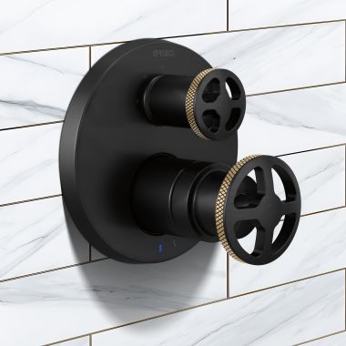 Click here to see Brizo HW75P32-BLGL Brizo Litze Pressure Balance Valve Trim with Integrated Diverter Wheel Handle Kit, Matte Black/Brilliance Luxe Gold - HW75P32-BLSL