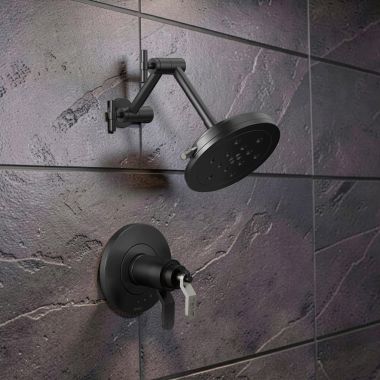 Click here to see Brizo T60235-BLSLLHP Brizo Litze TempAssure Thermostatic Shower Faucet with Multi-Function Showerhead, Less Handles, 1.75 GPM, Matte Black/Brilliance Luxe Steel - T60235-BLSLLHP