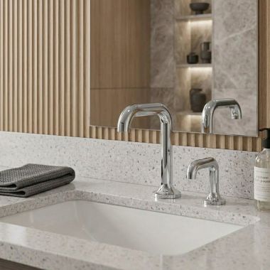 Click here to see Delta 811DPA20-SD Delta Driftex Electronic Bathroom Faucet With Soap Dispenser, Laminar, Aerated or Mikado Spray, Proximity Sensor, Battery Operated, WaterSense, ADA, 1 GPM, Chrome - 811DPA20-SD