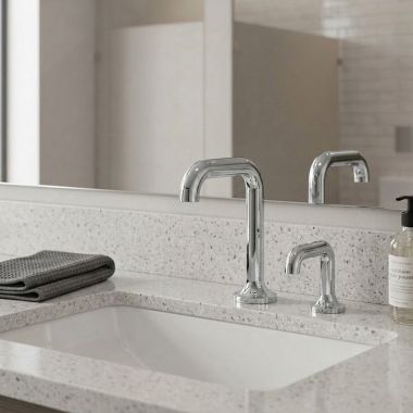 Click here to see Delta 811DPA50-SD Delta Driftex Electronic Bathroom Faucet With Soap Dispenser, Laminar, Aerated or Mikado Spray, Proximity Sensor, Battery Operated, WaterSense, ADA, 0.5 GPM, Chrome - 811DPA50-SD