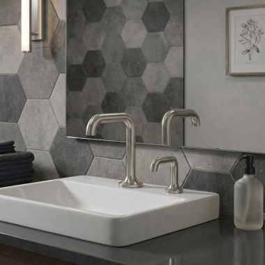 Click here to see Delta 810DPA20-SSSD Delta Driftex Electronic Bathroom Faucet With Soap Dispenser, Laminar, Aerated or Mikado Spray, Proximity Sensor, Hardwire Operated, WaterSense, ADA, 1 GPM, Stainless - 810DPA20-SSSD