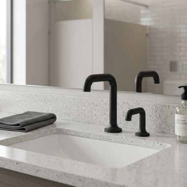 Click here to see  811DPA90-BLSD Delta Driftex Electronic Bathroom Faucet With Soap Dispenser, Laminar, Aerated or Mikado Spray, Proximity Sensor, Battery Operated, WaterSense, ADA, 0.35 GPM, Matte Black - 811DPA90-BLSD