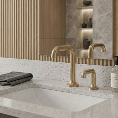Click here to see Delta 811DPA20-CZSD Delta Driftex Electronic Bathroom Faucet With Soap Dispenser, Laminar, Aerated or Mikado Spray, Proximity Sensor, Battery Operated, WaterSense, ADA, 1 GPM, Champagne Bronze - 811DPA20-CZSD