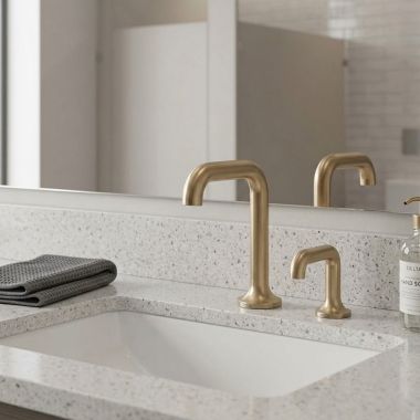 Click here to see Delta 811DPA90-CZSD Delta Driftex Electronic Bathroom Faucet With Soap Dispenser, Laminar, Aerated or Mikado Spray, Proximity Sensor, Battery Operated, WaterSense, ADA, 0.35 GPM, Champagne Bronze - 811DPA90-CZSD