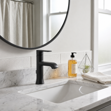 Click here to see   Moen Genta LX Single-Handle Lavatory Faucet, 1.0 GPM, Matte Black - 6706BL