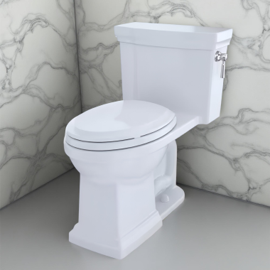 Click here to see Toto MS814224CEFRG#01 TOTO Promenade II Elongated One-Piece Toilet w/ SoftClose Seat, 1.28 GPF, Cotton White - MS814224CEFRG#01