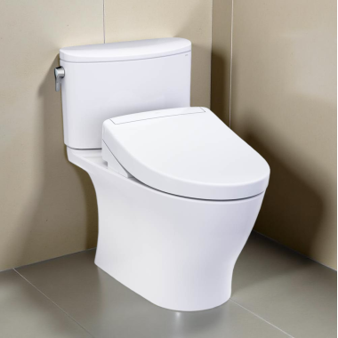 Click here to see Toto MW4423446CEFG#01 TOTO NEXUS Two-Piece Elongated Toilet w/ WASHLET+ S5, Universal Height, 1.28 GPF, Cotton White - MW4423446CEFG#01