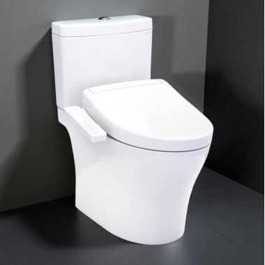 Click here to see Toto MW4463346CEMFGN#01 TOTO Aquia IV Two-Piece Elongated Toilet w/ WASHLET+ S2, Universal Height, 1.28/0.9 GPF, Cotton White - MW4463346CEMFGN#01