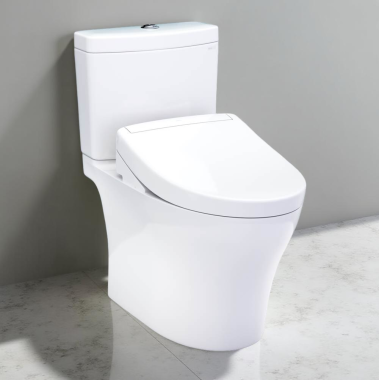 Click here to see Toto MW4463446CEMFGN#01 TOTO Aquia IV Two-Piece Elongated Toilet w/ WASHLET+ S5, Universal Height, 1.28/0.9 GPF, Cotton White - MW4463446CEMFGN#01
