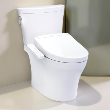 Click here to see Toto MW4483346CEMFGN#01 TOTO Aquia II Arc Two-Piece Elongated Toilet w/ WASHLET+ S2, Universal Height, 1.28/0.9 GPF, Cotton White - MW4483346CEMFGN#01