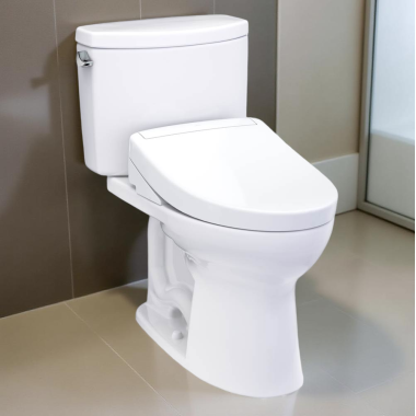 Click here to see Toto MW4543446CEFG#01 TOTO Drake II Two-Piece Elongated Toilet w/ WASHLET+ S5, Universal Height, 1.28 GPF, Cotton White - MW4543446CEFG#01