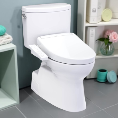 Click here to see Toto MW4743346CUFG#01 TOTO Vespin II Two-Piece Elongated Toilet w/ WASHLET+ S2, Universal Height, 1.0 GPF, Cotton White - MW4743346CUFG#01