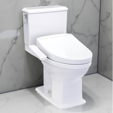 Click here to see Toto MW4943346CEMFG#01 TOTO Connelly Two-Piece Elongated Toilet w/ WASHLET+ S2 Bidet Seat, 1.28/0.9 GPF, Cotton White - MW4943346CEMFG#01