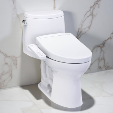 Click here to see Toto MW6043346CUFG#01 TOTO Ultramax II One-Piece Elongated Toilet w/ S2 WASHLET+ Bidet Seat, 1.0 GPF Cotton White - MW6043346CUFG#01
