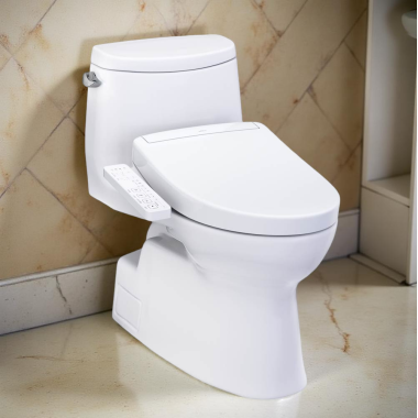 Click here to see Toto MW6143346CEFG#01 TOTO Carlyle II One-Piece Elongated Toilet w/ S2 Bidet Seat, 1.28 GPF, Cotton White - MW6143346CEFG#01