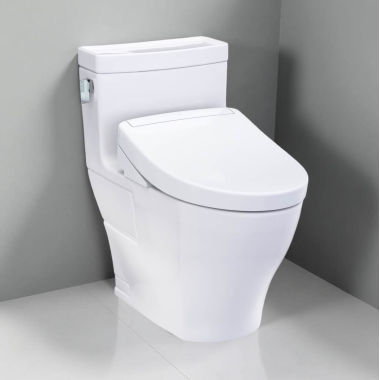 Click here to see Toto MW6243446CEFG#01 TOTO Legato One-Piece Elongated Toilet w/ S5 WASHLET+ Bidet Seat, 1.28 GPF, Cotton White - MW6243446CEFG#01