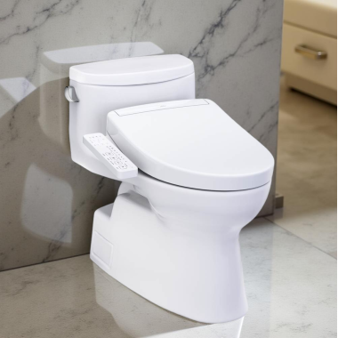 Click here to see Toto MW6443346CEFG#01 TOTO Carolina II One-Piece Elongated Toilet w/ WASHLET+ S2 Bidet Seat, 1.28 GPF, Cotton White - MW6443346CEFG#01