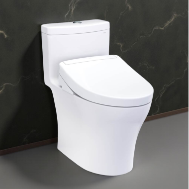 Click here to see Toto MW6463446CEMFGN#01 TOTO Aquia IV One-Piece Elongated Toilet w/ WASHLET+ S5 Bidet Seat, 1.28 GPF/0.9 GPF, Cotton White - MW6463446CEMFGN#01