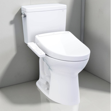 Click here to see Toto MW7763346CEG#01 TOTO Drake Two-Piece Elongated Toilet w/ WASHLET+ S2, 1.28 GPF, Cotton White - MW7763346CEG#01
