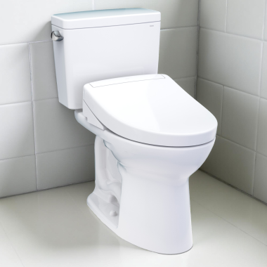 Click here to see Toto MW7763446CEG#01 TOTO Drake Two-Piece Elongated Toilet w/ WASHLET+ S5, 1.28 GPF, Cotton White - MW7763446CEG#01