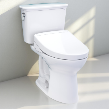Click here to see Toto MW7863446CEFG#01 TOTO Drake Transitional Two-Piece Toilet w/ WASHLET+ S5, Universal Height, 1.28 GPF, Cotton White - MW7863446CEFG#01