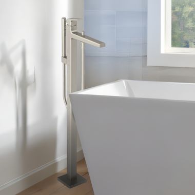 Click here to see Toto TBG10306U#BN TOTO GB Freestanding Bathroom Tub Filler, Comfort Glide, Comfort Wave, Lever Handle, 1.75 GPM, Brushed Nickel - TBG10306U#BN